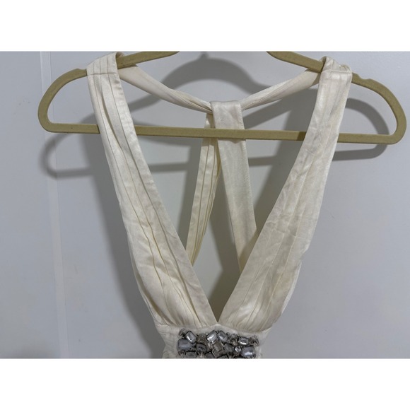 BCBGMAXAZRIA White Embellished Draped Mini Dress XXS - Picture 9 of 16